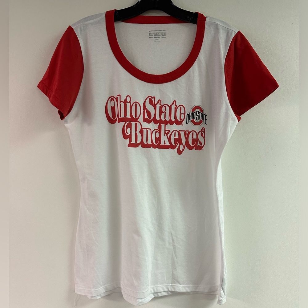 Women’s Ohio State Buckeyes White & Red T-Shirt Size XL